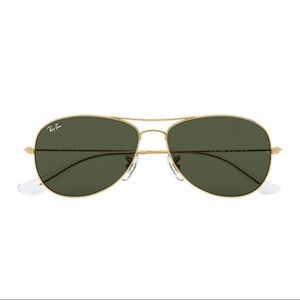 Ray-Ban Gold Green Cockpit Aviator Sunglasses